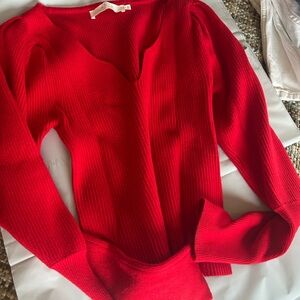 Astr Bold Red V-Neck Sweater